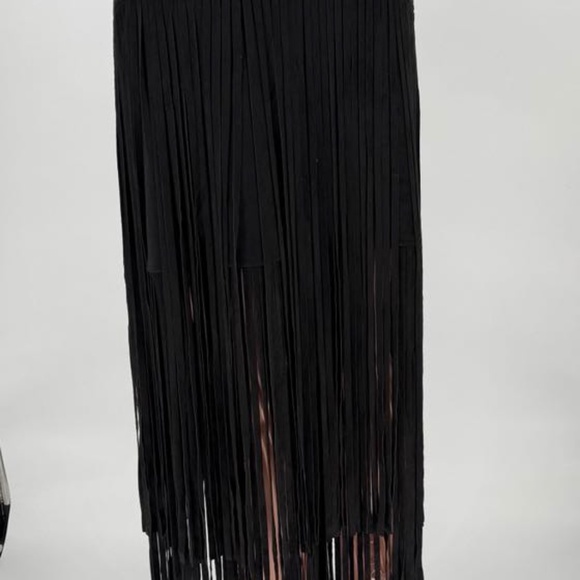 NWT Pinto Ranch Adore Western Faux Suede Long Fringe Skirt Size XL Black - Picture 9 of 13